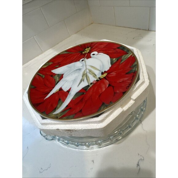 Franklin Mint Christmas Seal 1991 "Christmas Doves" by Maureen Drdak-Jensen Plat - Picture 3 of 5